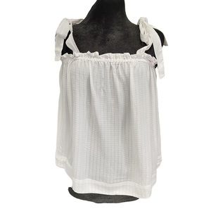 H & M Sleeveless Tie-Shoulder White Top size L